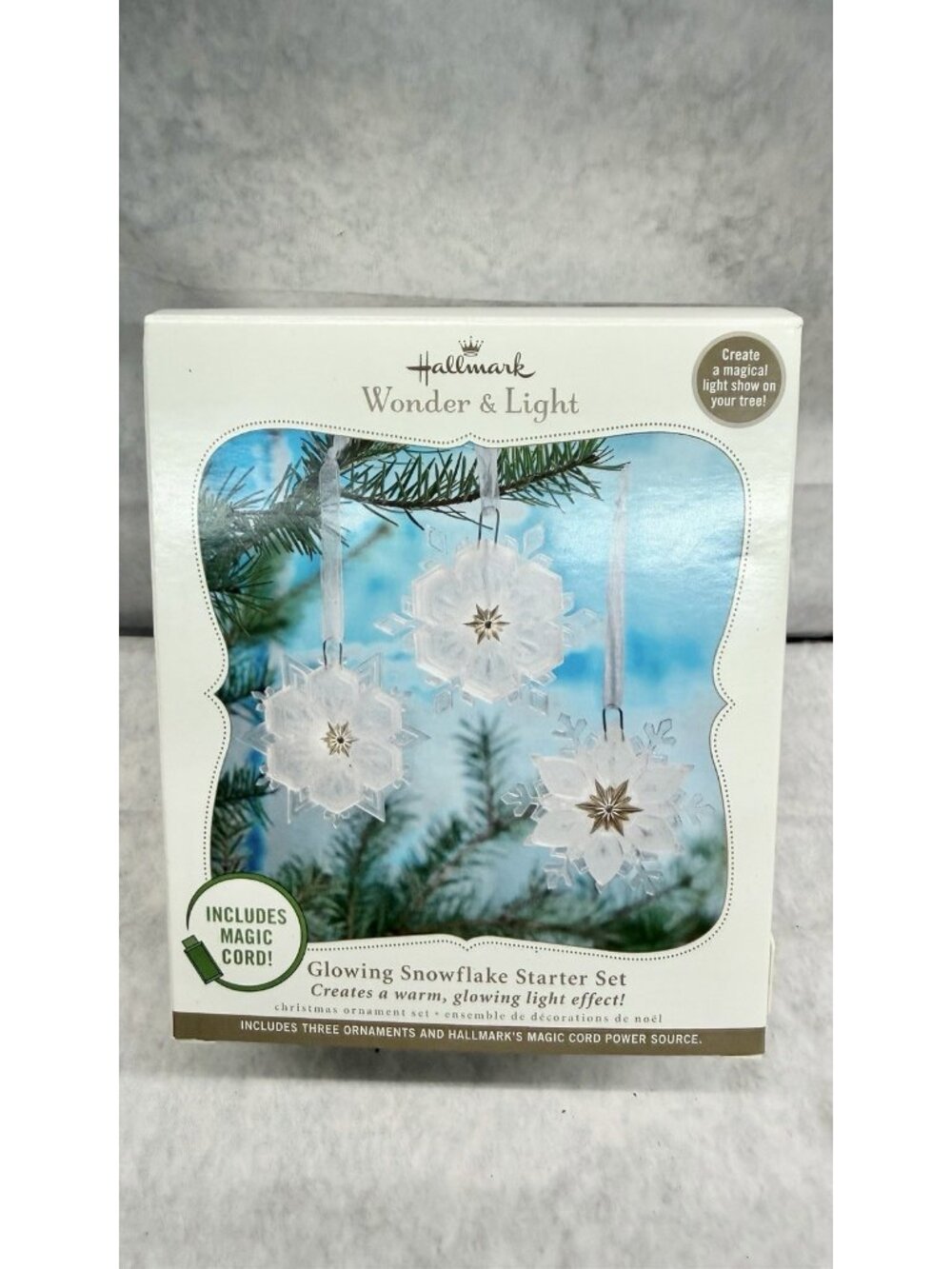 Hallmark Wonder And Light Glowing Snowflake Starter Set Magic Cord 2010 NOS